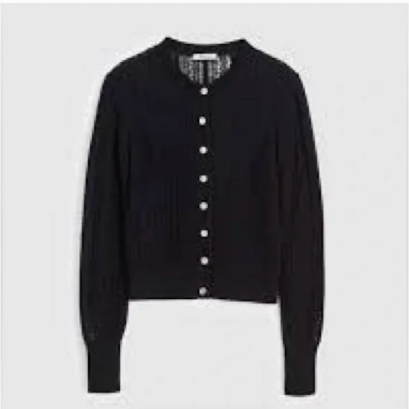 MADEWELL Alpaca Blend Pointelle-Stitch Cardigan in Black Size S NWT - Picture 4 of 9